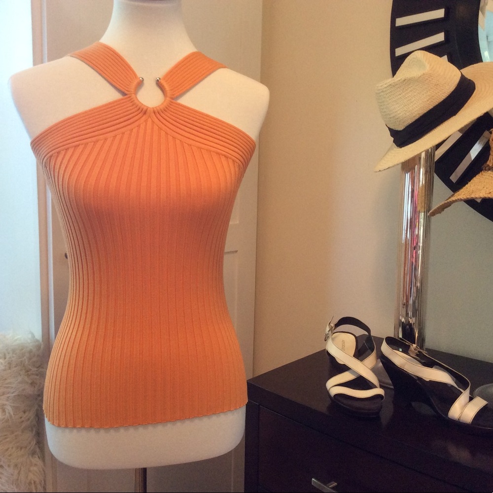Cache Sexy Fitted Silk Tank - Tangerine - S