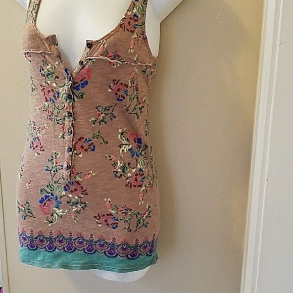Free People Size Medium Brown Floral tank EUC - Picture 4 of 6