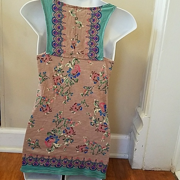 Free People Size Medium Brown Floral tank EUC - Picture 5 of 6