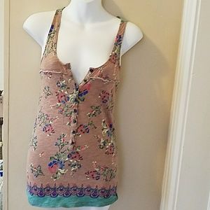 Free People Size Medium Brown Floral tank EUC