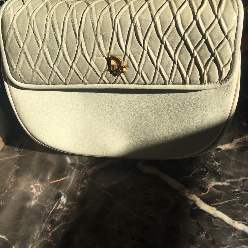 Off white soft plush leather Christian Dior clutch