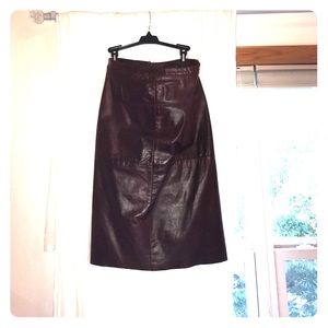 Like New 100% Leather GAP Long Brown Skirt