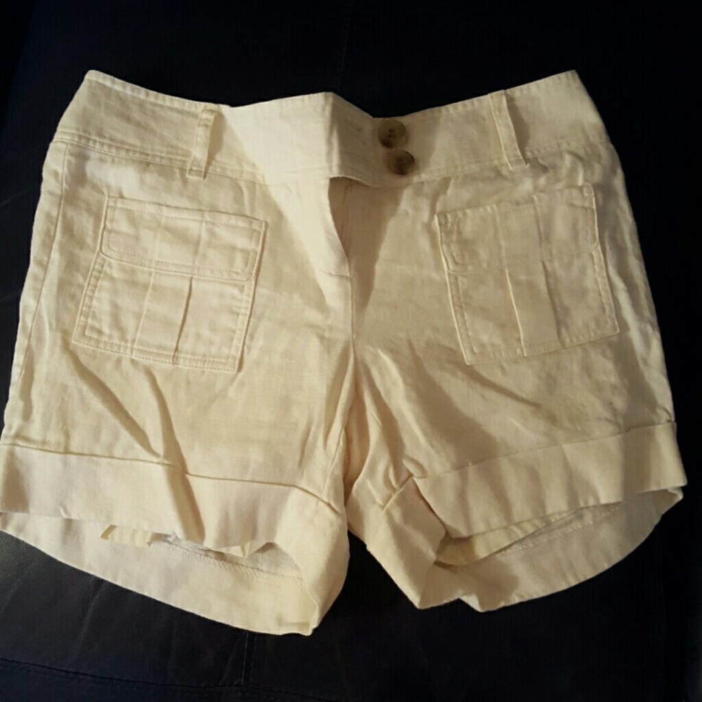 White linen shorts
