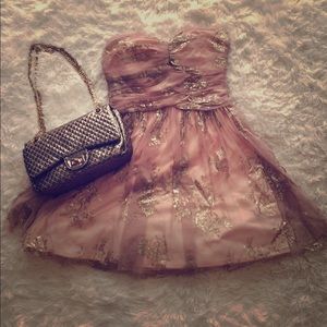 Blush pink and gold glitter formal dress