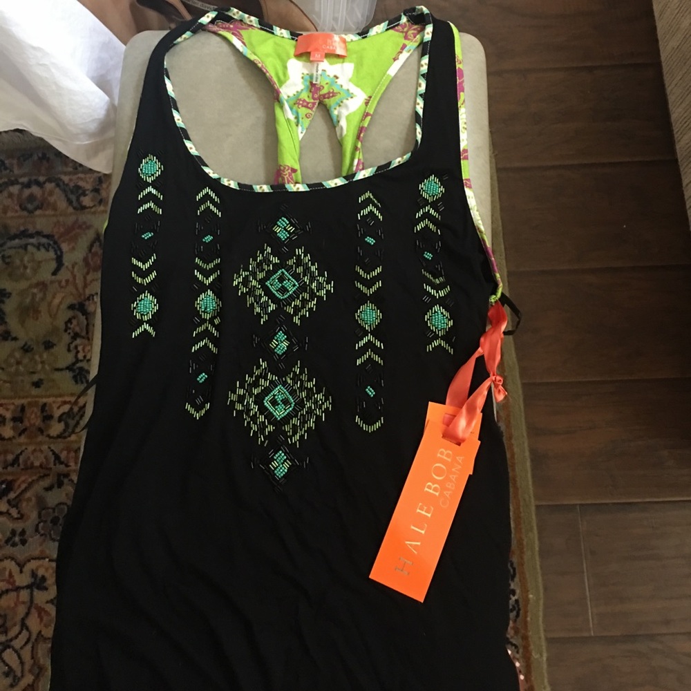 New  tank with beads in front & print back
