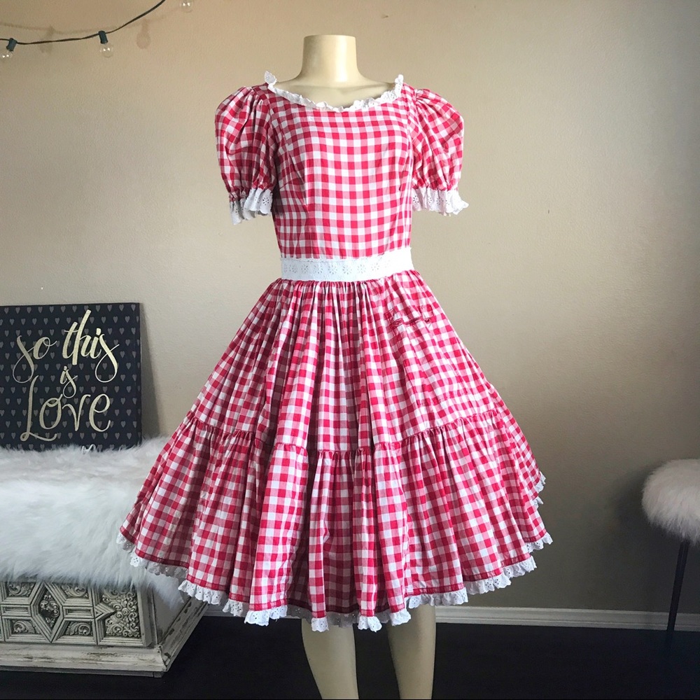 Vintage 1950s dress red plaid dress
