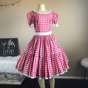 Vintage 1950s dress red plaid dress