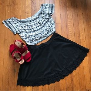 Black And White Elephant Crop Top