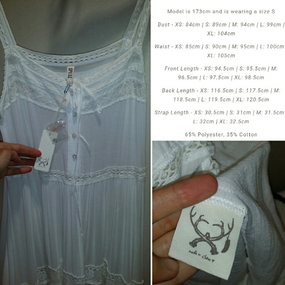 New spell designs prairie lace sun dress white S & - Picture 8 of 8