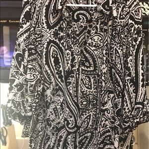 Plus Size Sheer Black &White Button Up