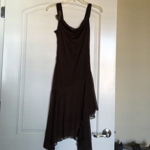 Gauzy brown below the knee dress
