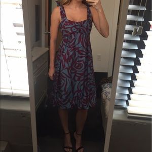 Marc Jacobs silk blue and plum trapeze dress sz 4