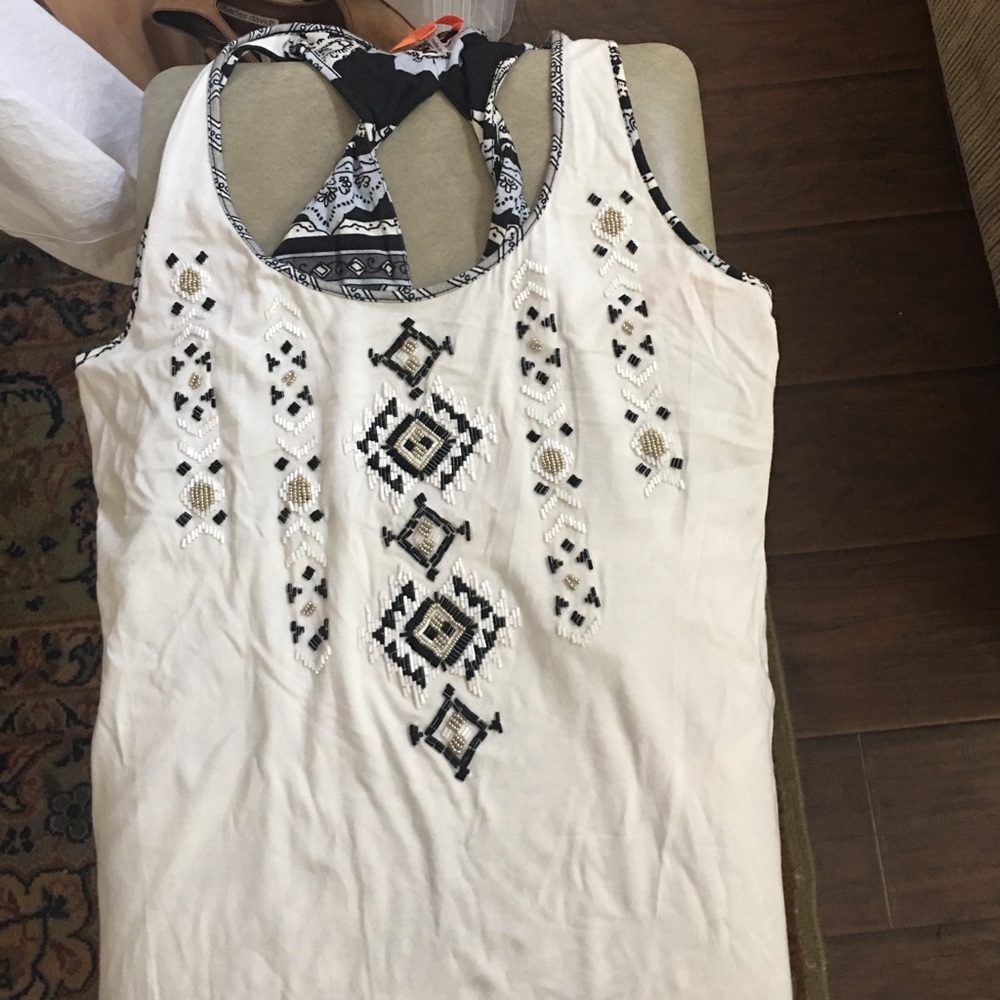 Tank with beads & prints very summertime