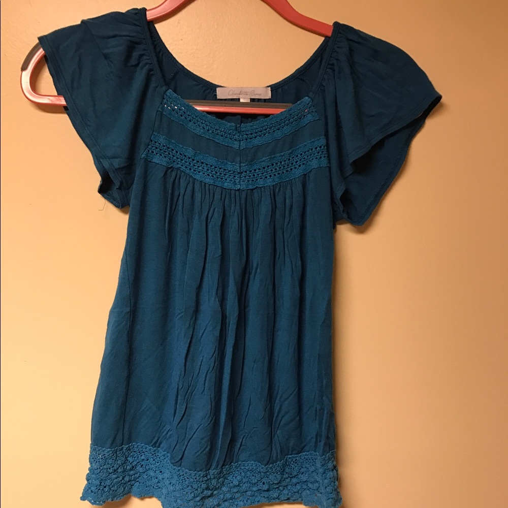 Blue lace top