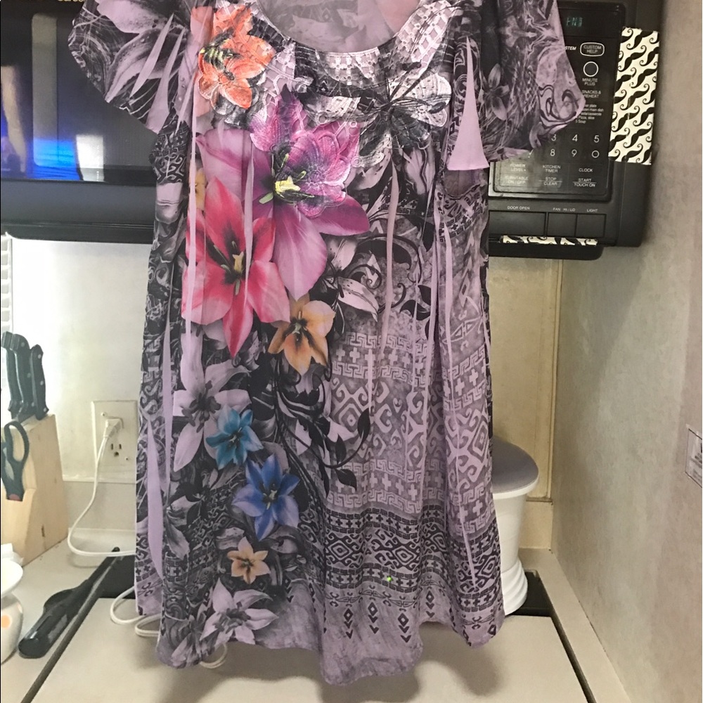 Plus Size Cato Tunic Purple Print