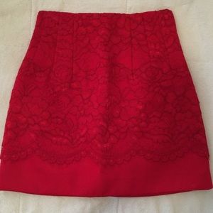 H&M red lace skirt