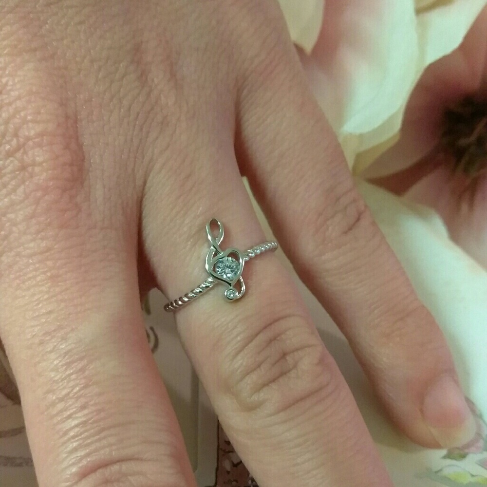 Solid Silver Reversible Adjustable Ring Music - Picture 4 of 5