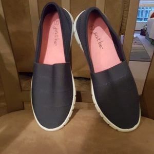 Navy slip ons