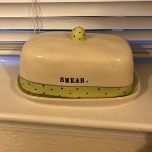 Rae Dunn Smear polka dot green
