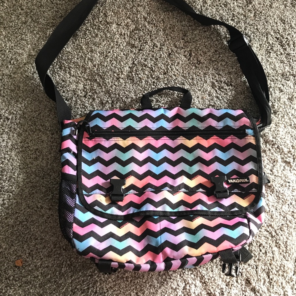 Yak Pak messenger rainbow bag