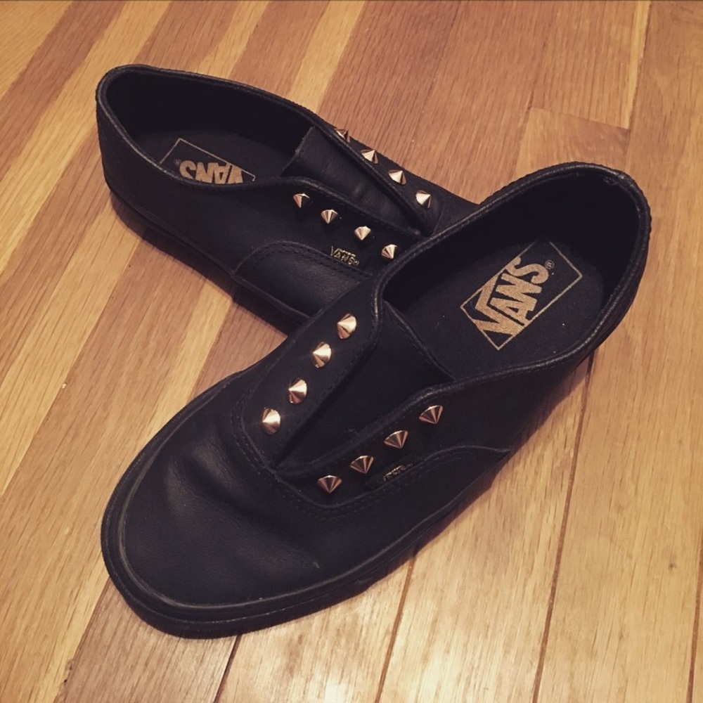 Black slip on studded vans