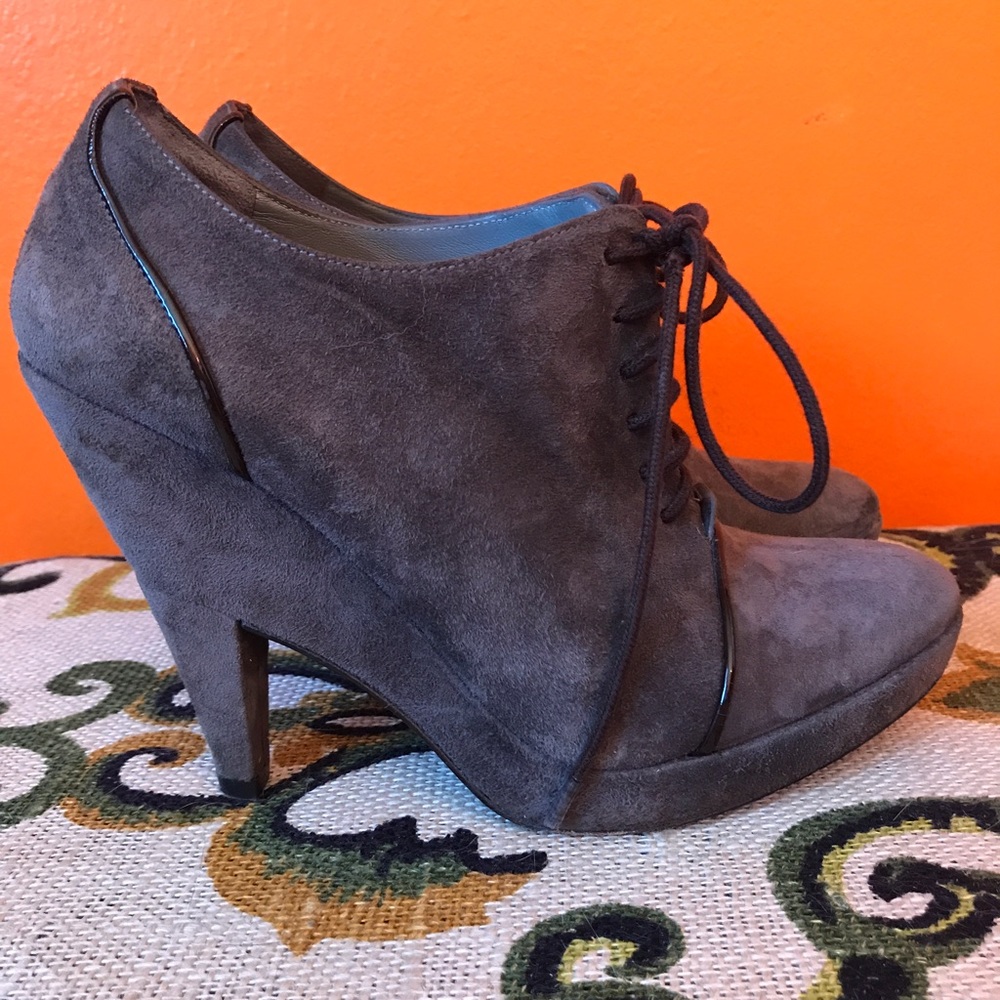 Pura López Grey Suede Ankle Boots Size 36