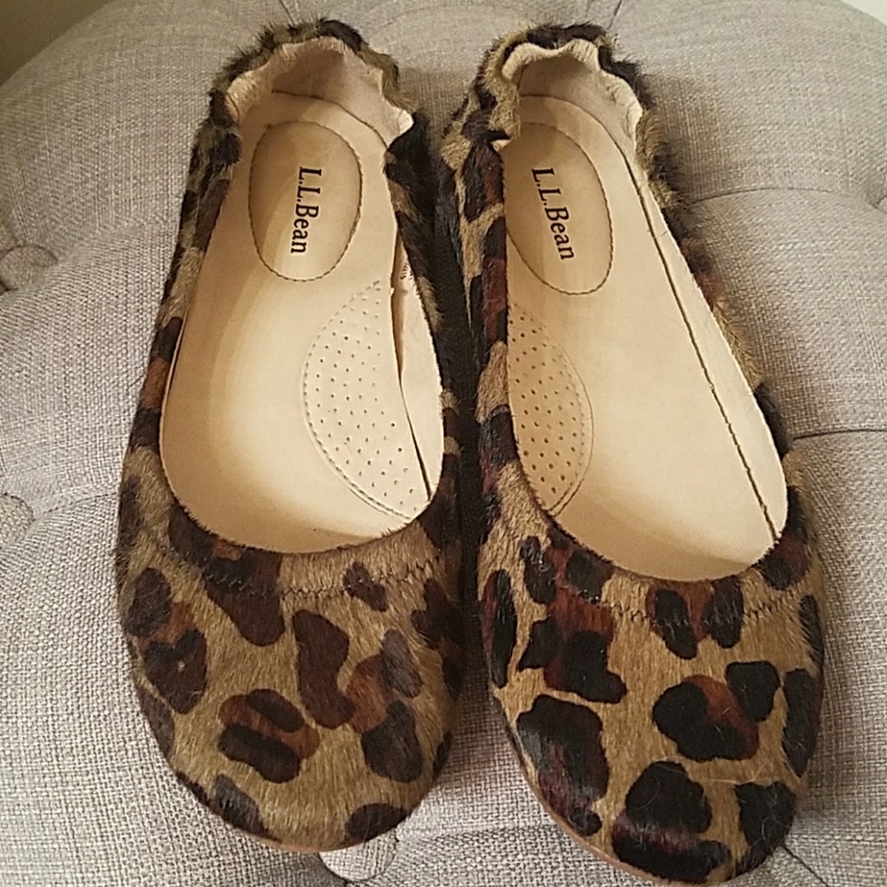 LL Bean Pony Hair Camo Leopard Flats