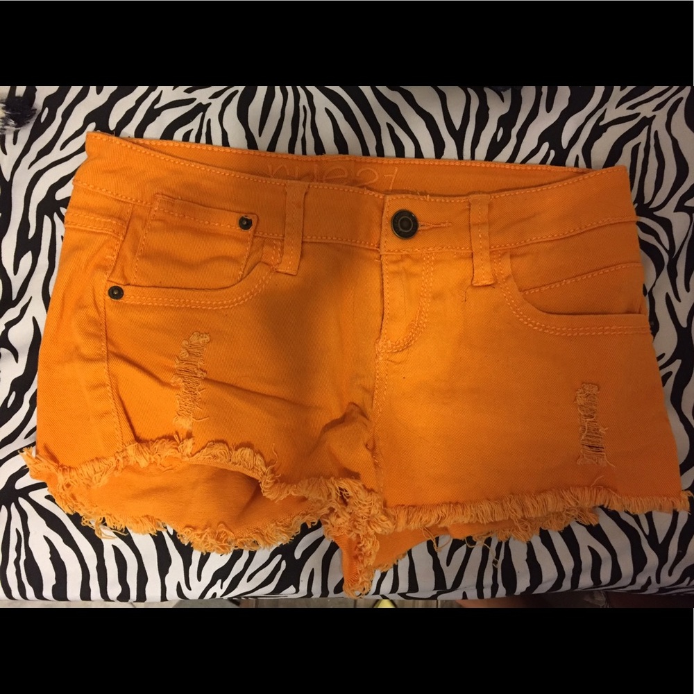 Orange Jean Shorts