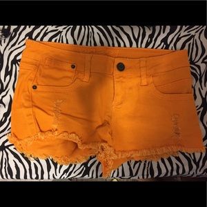 Orange Jean Shorts