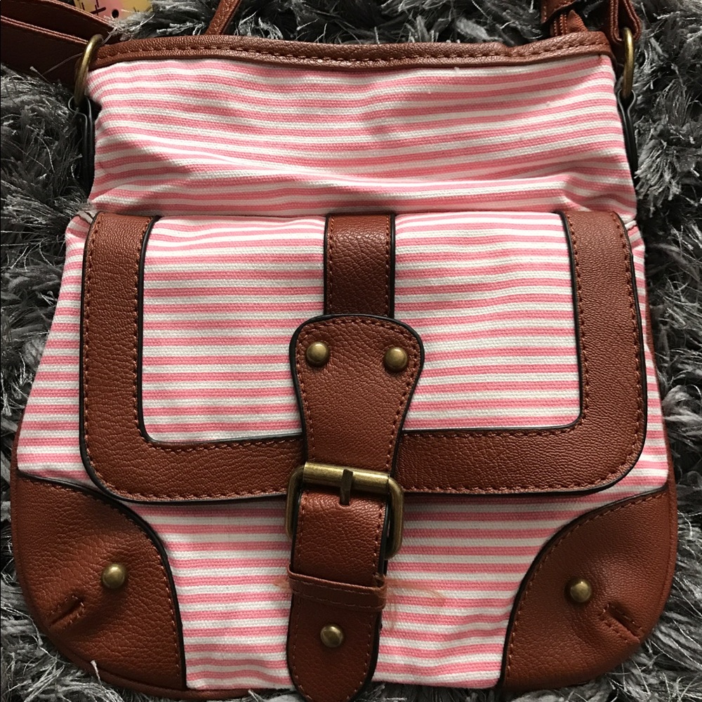 🔥New🔥 Red/White Striped Crossbody Satchel