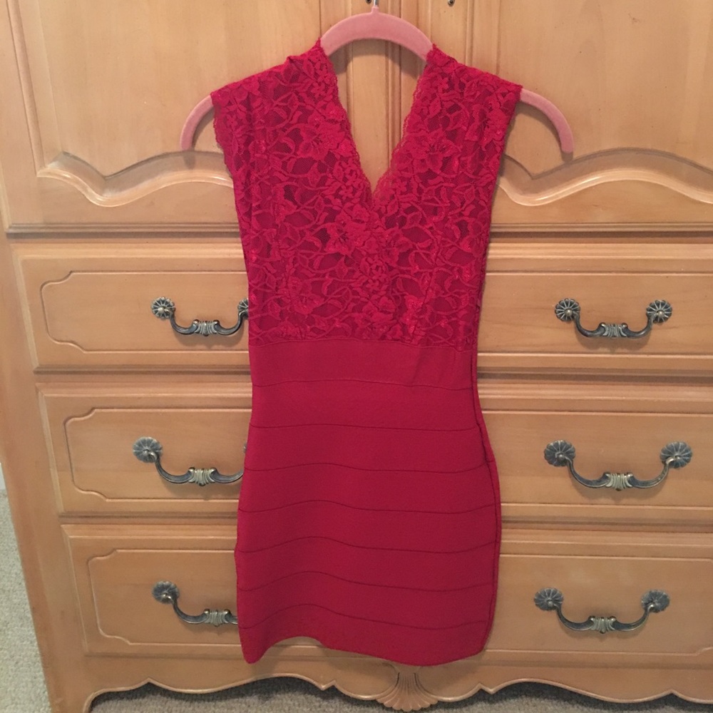 Bebe Glamorous Red Bodycon Dress