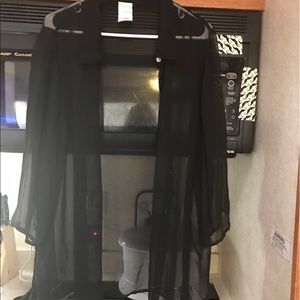 Plus Size 1X Roaman's Sheer Black Button Up Tunic