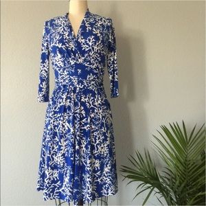 Antonio Melanie white blue print Dress size S