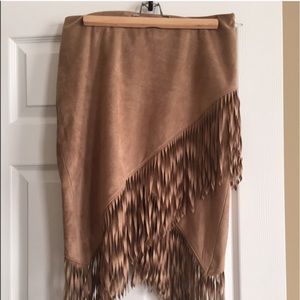 🇱🇷Faux Suede Fringed Wrap Pencil Skirt Size 2