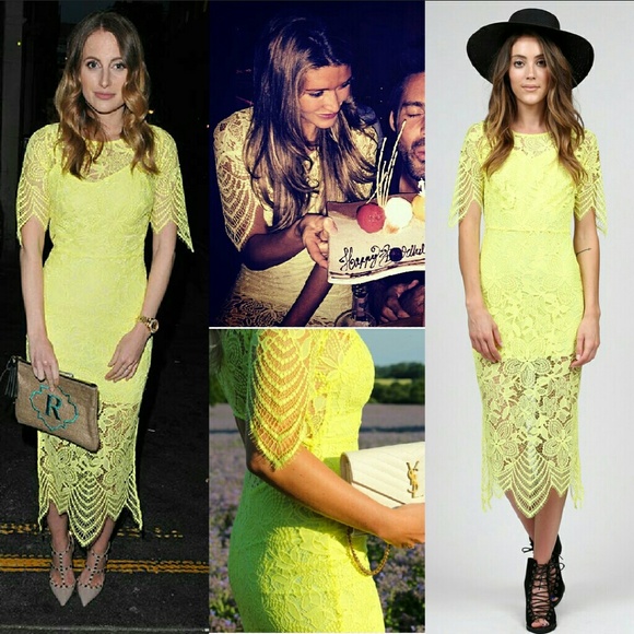 New for love & lemons luna midi lace dress lemon p - Picture 2 of 8