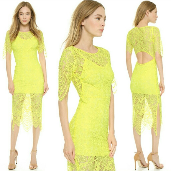 New for love & lemons luna midi lace dress lemon p - Picture 4 of 8