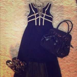 (Sale today) Black and white high low cape dress