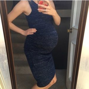 Heathered Blue Raunched Maternity Dress