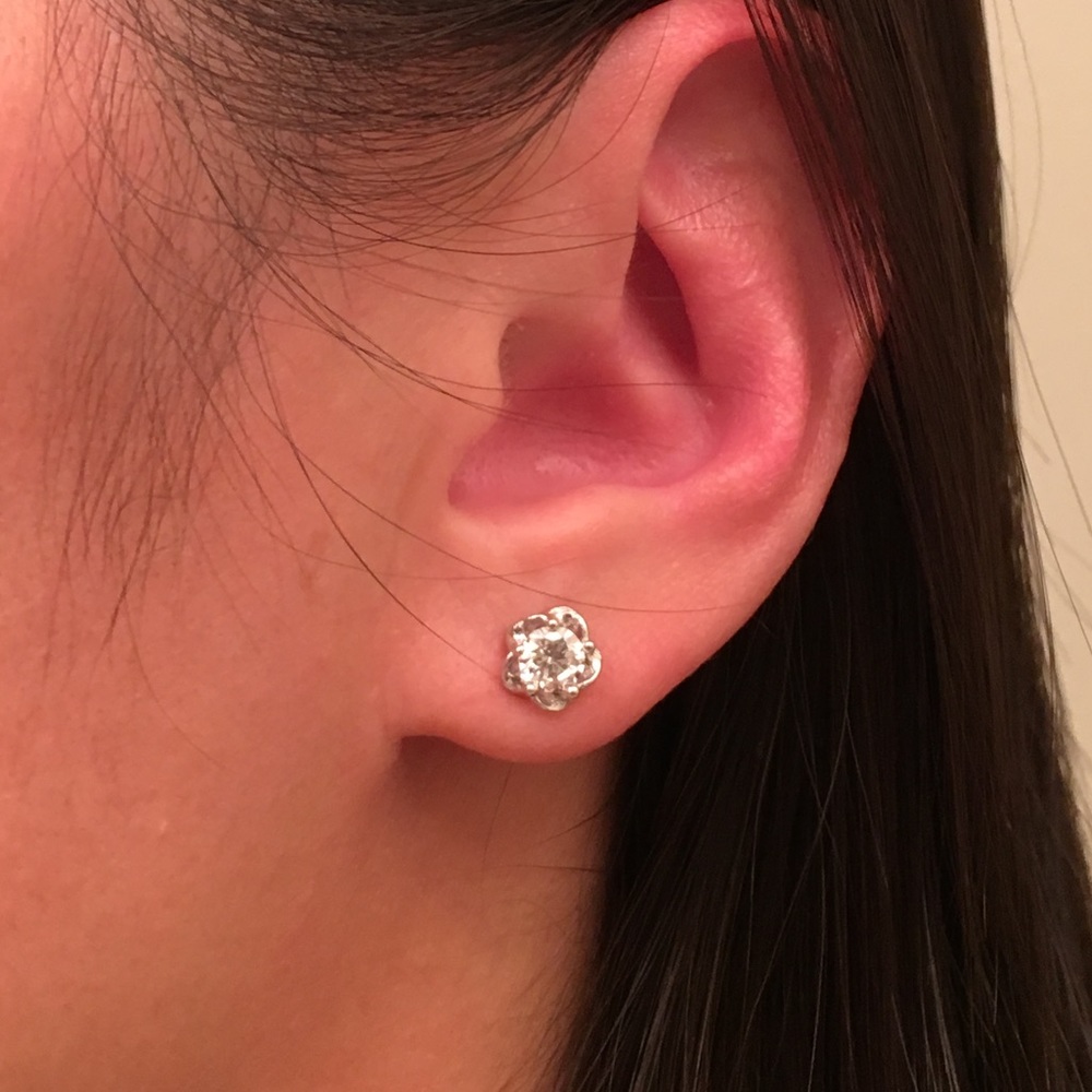 925 silver and crystal flower earrings