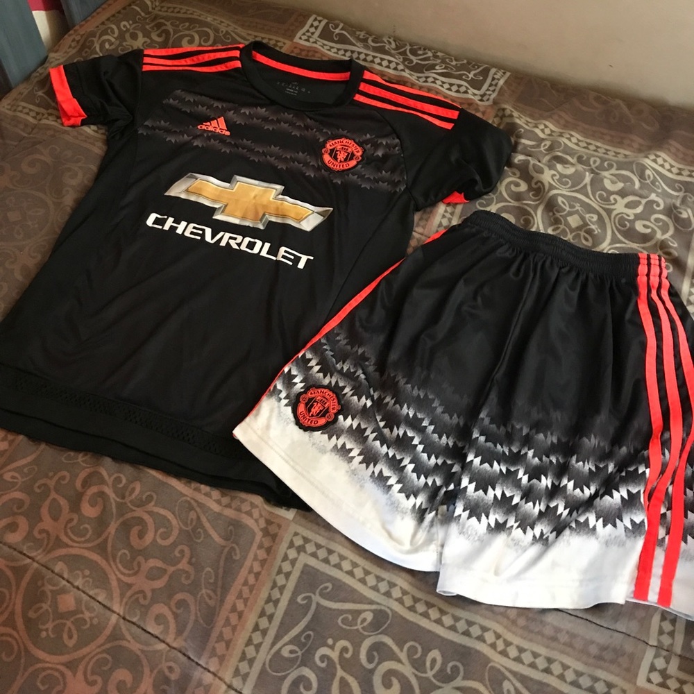 manchester united adidas jersey and shorts $30 OBO