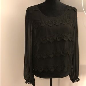 Sheer black long sleeve blouse