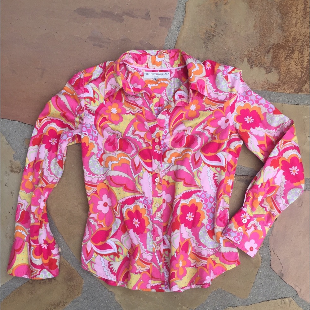 Retro print blouse
