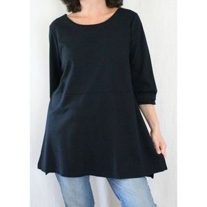 J. Jill Ponte Tunic Black Boat Neck 3/4 Sleeve