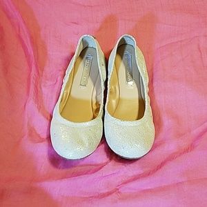 Cream and silver ballet flats