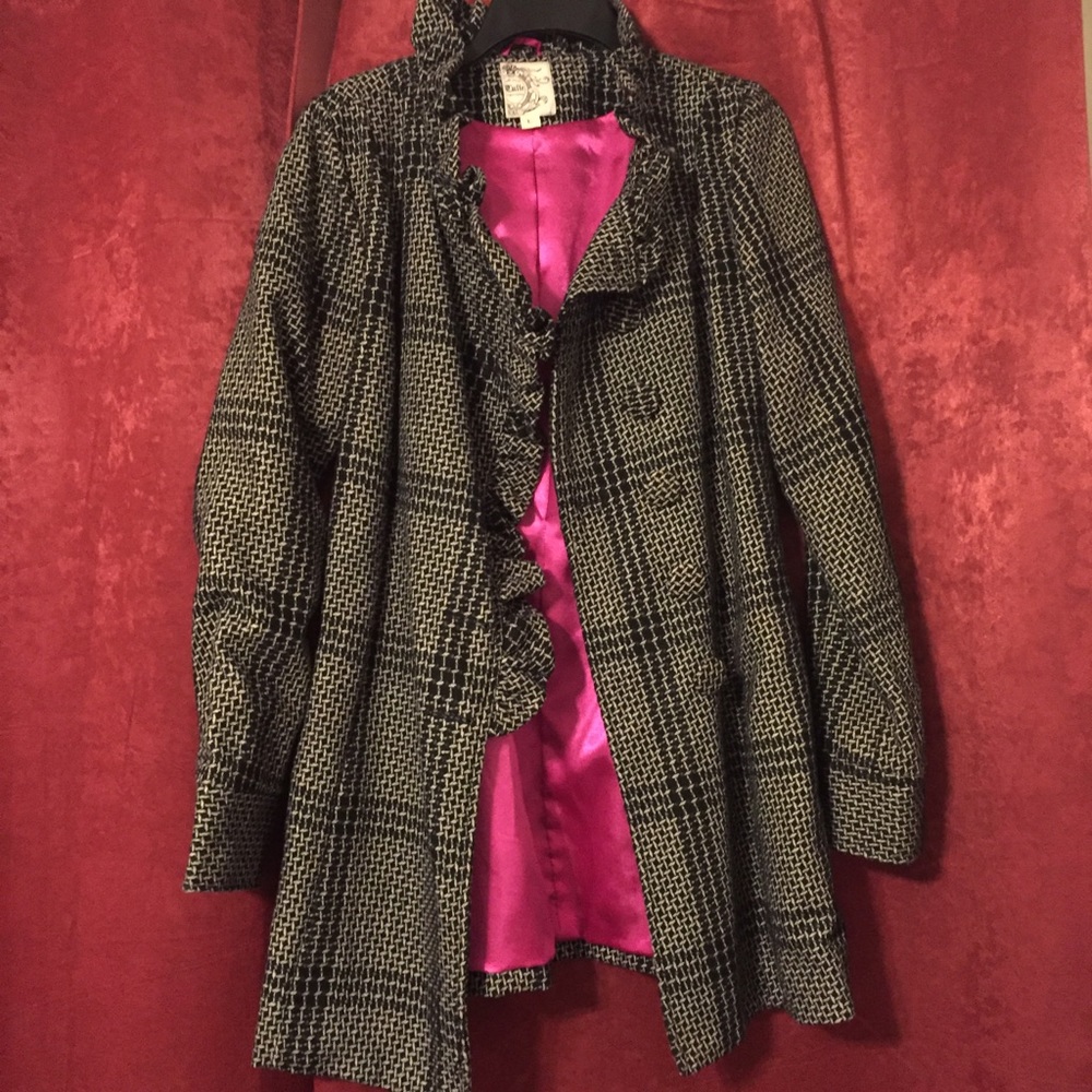Grey and black trench coat, size large
