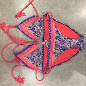 American Eagle 2 piece pink and blue Bikini