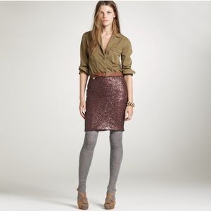 J. Crew Sequin Pencil Skirt in Burgundy