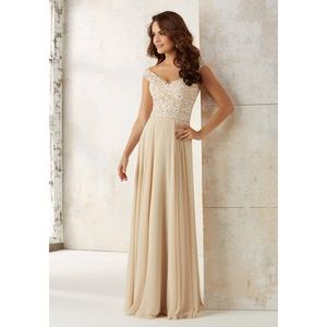 Chiffon Bridesmaids Dress w/ Embroidery & Beading