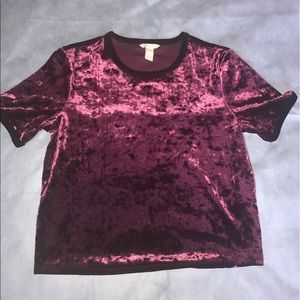 F21 Velvet Burgundy Top