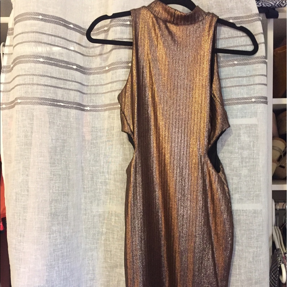 Rose Gold Shiny Cutout Dress